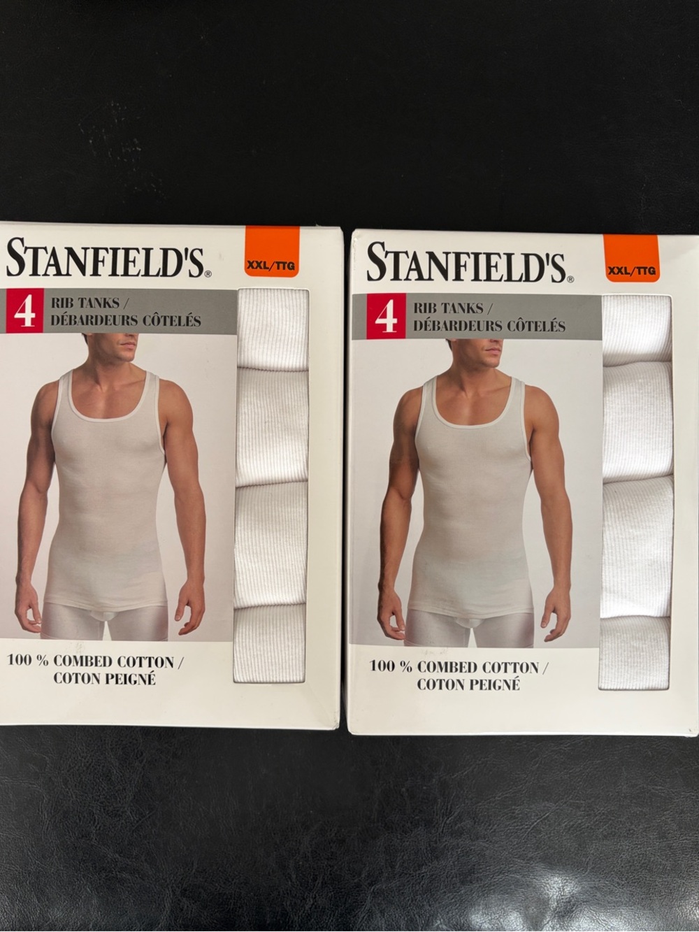 Men’s White Rib Tank. Two 4-Packs - 8 tanks total. Combed Cotton Comfort